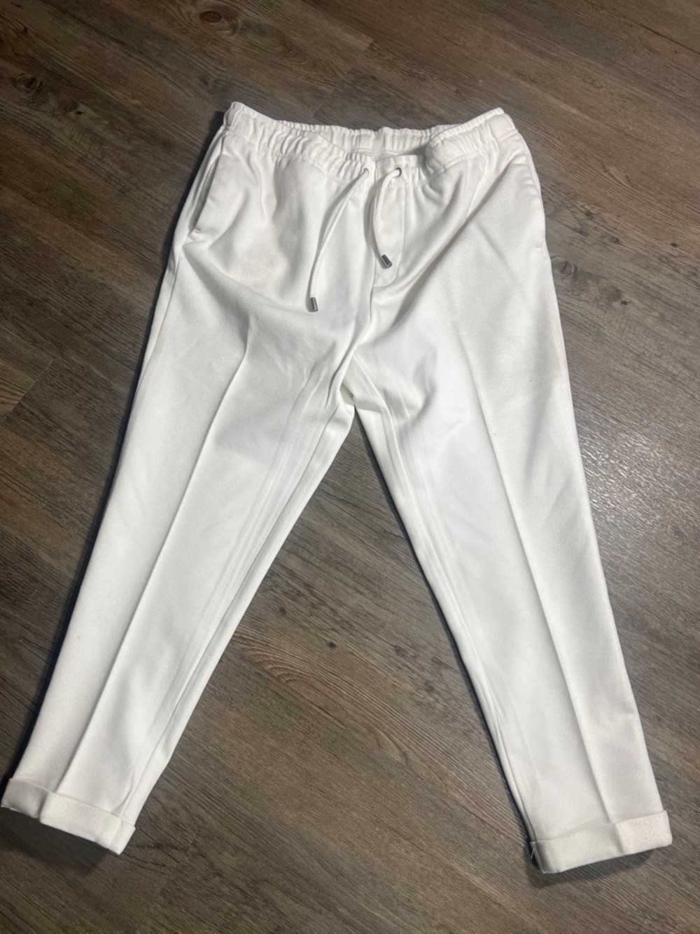 Zara Men’s White Drawstring Tailored Joggers
